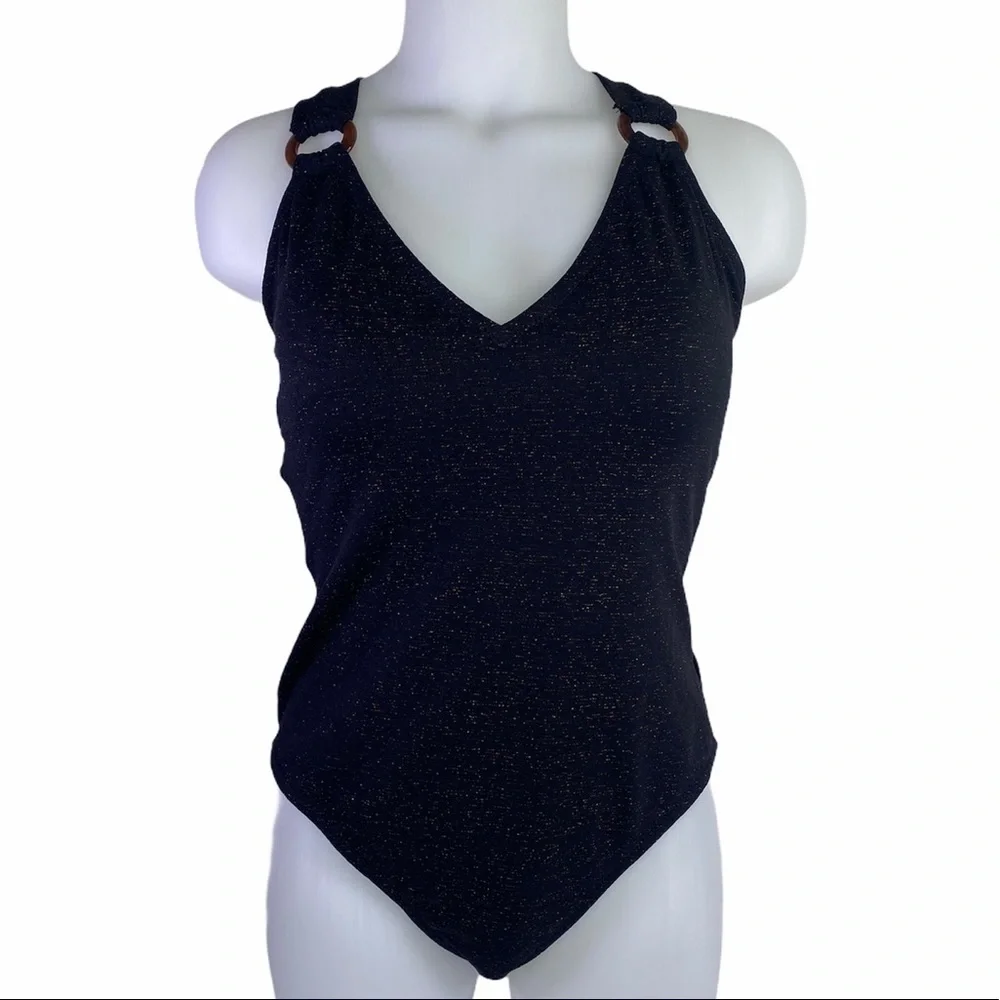 JESSICA Simpson Black Shimmering 1 Piece Swimsuit